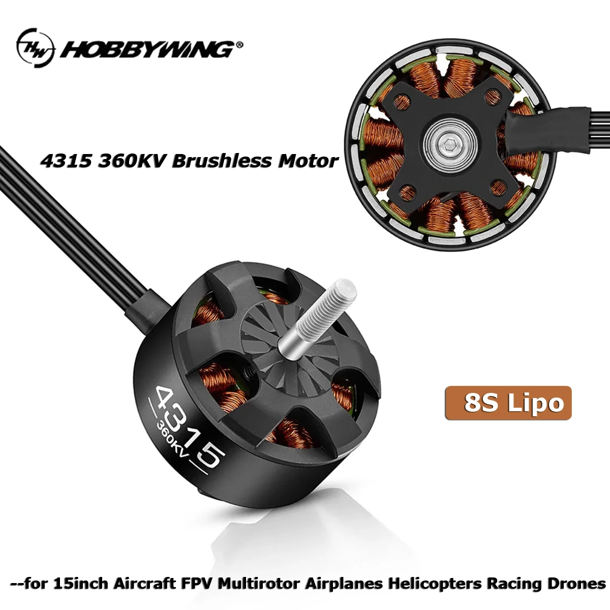 

Hobbywing XRotor RTF 4315 360KV RTR FPV Motor 8S for 15inch Aircraft FPV Multirotor Airplanes Helicopters Racing Drones Parts
