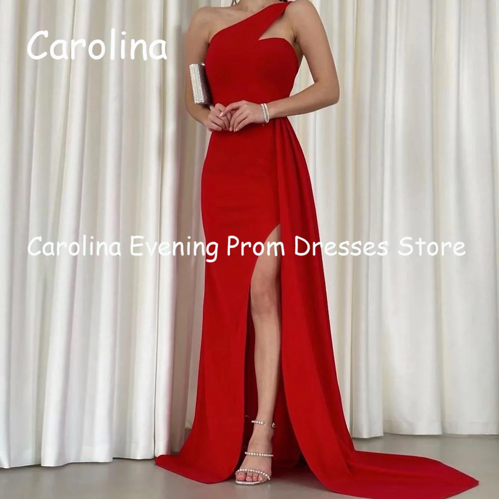 Carolina Crepe Mermaid One-shoulder Floor-length Prom Gown luxury Evening Formal Elegant Pretty Party Dress for Women 2023