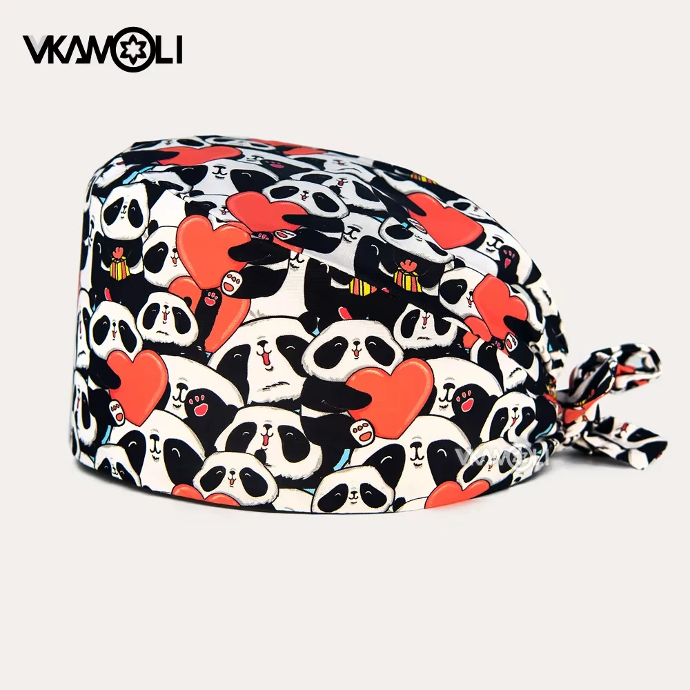 Panda and Love Printed scrub cap Doctor Nurse Work Hat medical pet hospital scrub hats