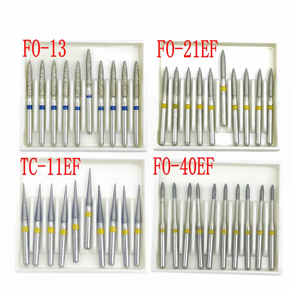 10pcs/pack Dental Diamond Burs Drill FG Diamond 1.6mm Shank for High Speed Handpiece Burs Dentist Tools