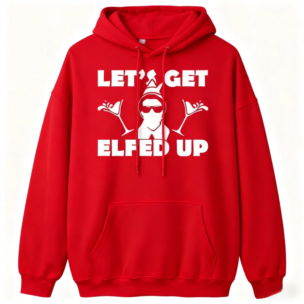 دعونا الحصول على Elfed Up عيد الميلاد مضحك البلوز عيد الميلاد مضحك مطبوعة للجنسين هدية هوديي عيد الميلاد عارضة الرجال النساء حزب الملابس #5