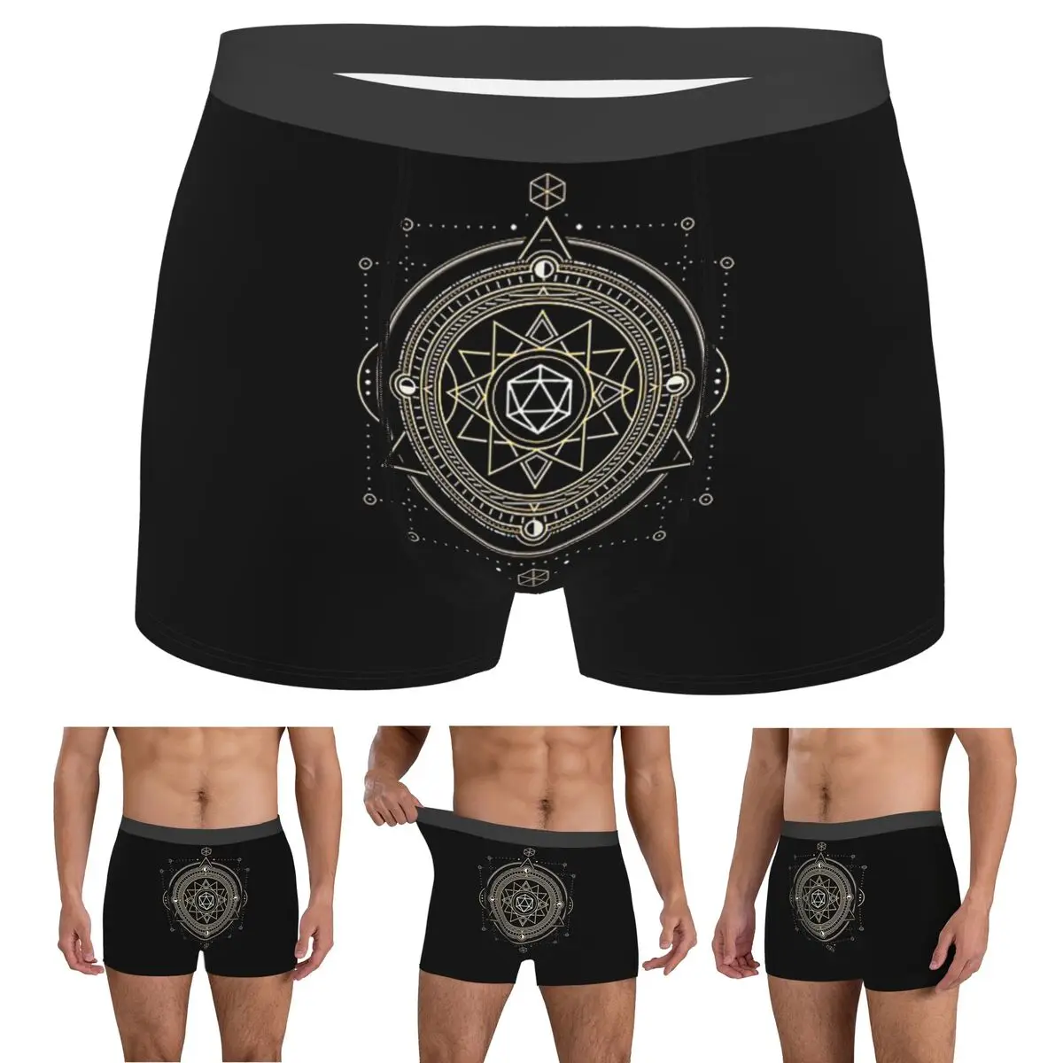 

Boxer Underpants Shorts Polyhedral D20 Dice Sacred Symbol Of The Occulti Panties Male Soft Underwear for Homme Man Gifts