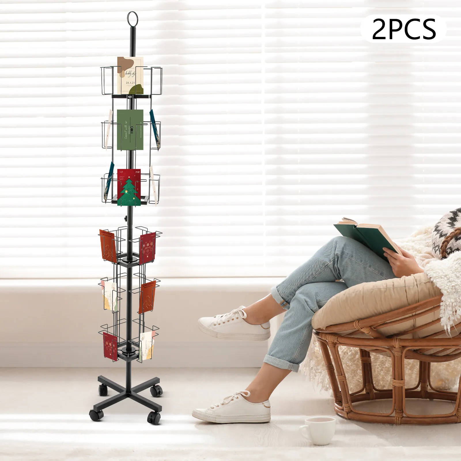 

Black 2-Piece 6-Tier 24-Pocket Card Display Stand High-Quality Iron - Spraying Process For Corrosion/Rust/Impact Resistance