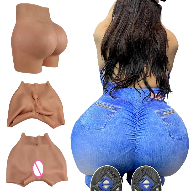 ONEFENG K-P Men\'s Silicone Fake Vagina Pants Sexy Buttocks Shemale Cosplay Crossdresser Drag Queen Hip Enhancer Pant 6 Colors