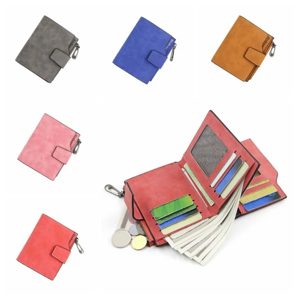 Korean Style Pocket Purse Wallet Large Capacity PU Leather Cash Purse Bag Multifunction Card Holder Short Wallets Outdoor