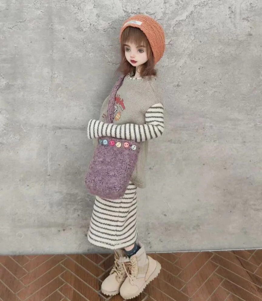 4 pezzi Blythe leisure style Stripe set Top, gonna, borsa, cappello 1/6 30cm (adatto per Pullip,Ob22/24/26, Licca)