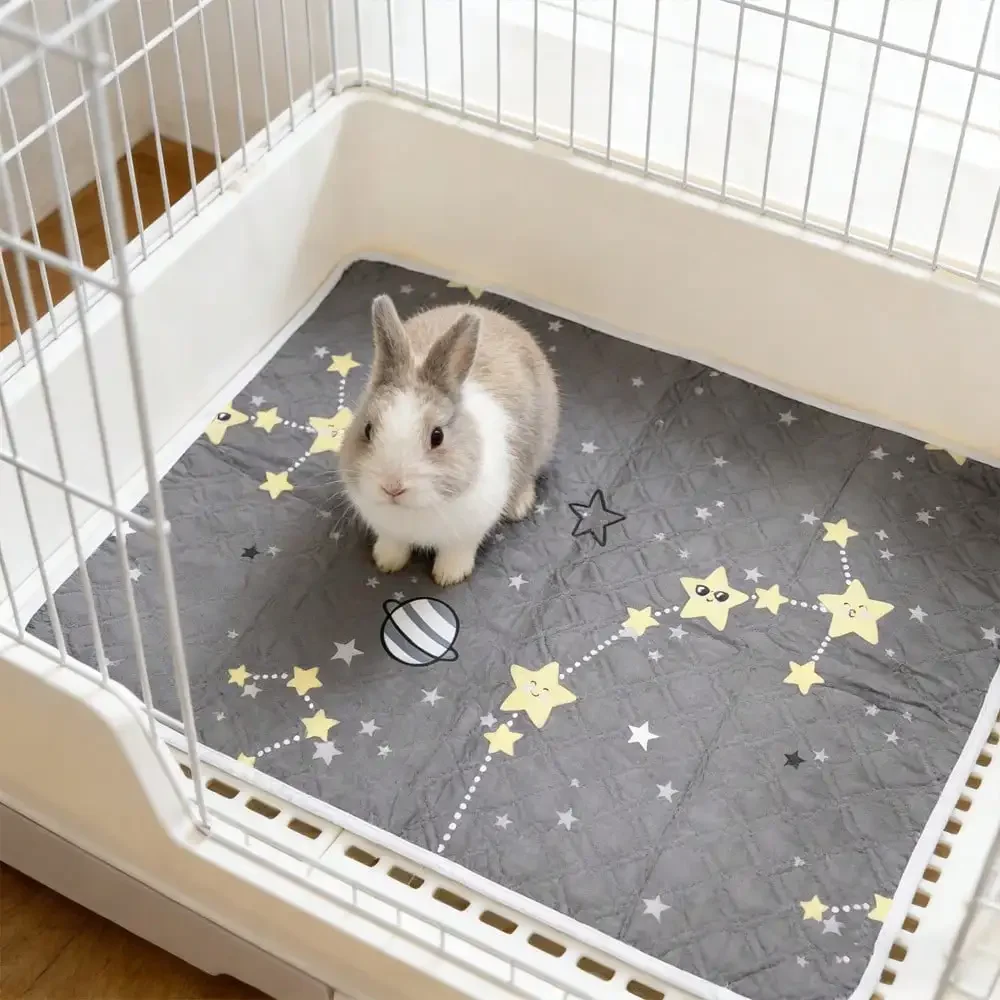 Random Print Washable Pee Pad for Pet Rabbit Hamster Small Animal Reusable Leakproof Urine Mat Cage Liner Potty Training Bedding - view 6