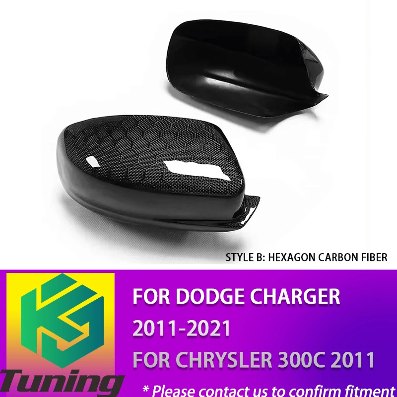 Add on Style Carbon Fiber Side Door Rearview Mirror Cover Sticker For Dodge Charger 2011-2021 For Chrysler 300C 2011