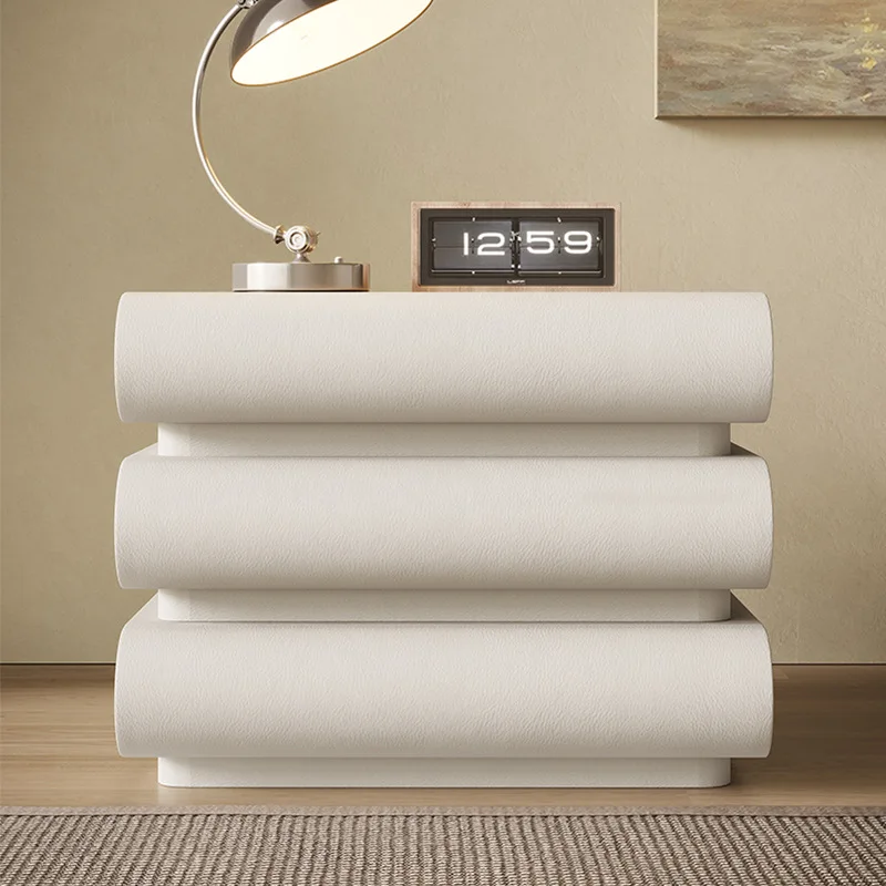 Modern Simple Solid Wood Three-Drawer Bedside Cabinet With Storage