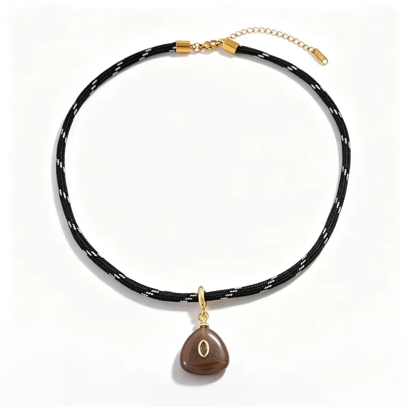 Multicolour Rope Chain Necklace for Women Waterproof Geometric Shape Natural Stone Inlaid Zircon Pendant Fashion Jewelry Gifts