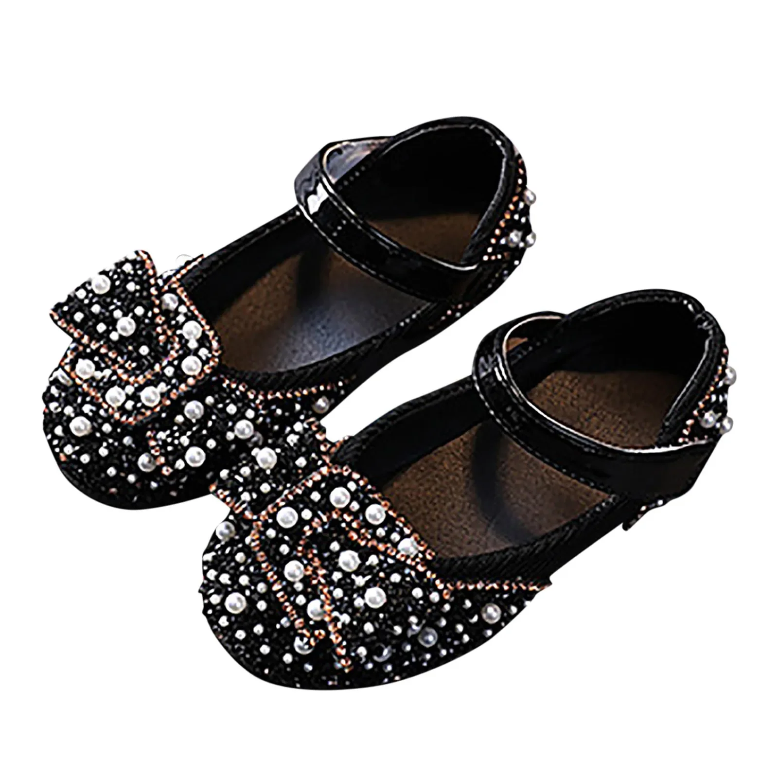 Neue Herbst-Kinder-Lederschuhe mit Pailletten, Mädchen Prinzessinnen-Strass-Perlen-Schleife Einzelschuhe, Modische Baby-Kinder-Hochzeitsschuhe – Detail 8