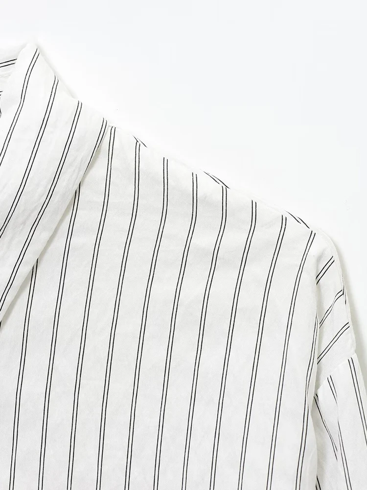 European style new women's fashionable and versatile elegant collared long-sleeved striped floral lace shirt