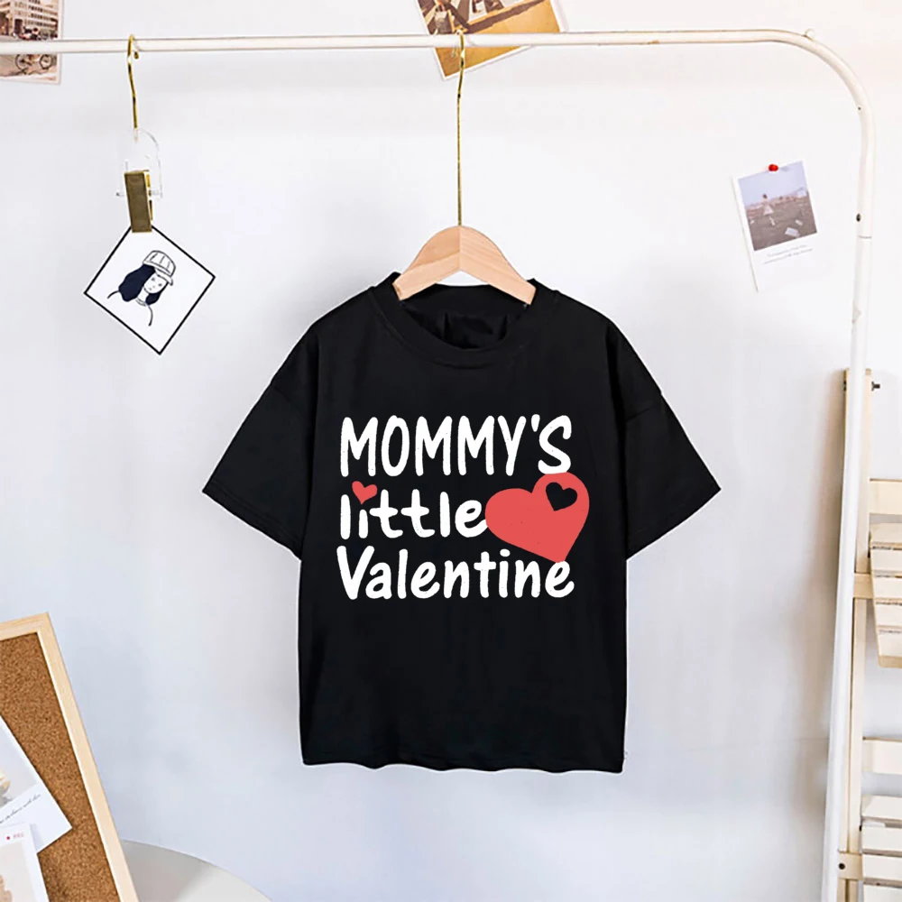 Mama's Little Valentine Kinder T-shirt Valentijnsdag Jongens Tops Zomer Korte Mouw Valentijnsdag T-shirts Kindermode Shirt