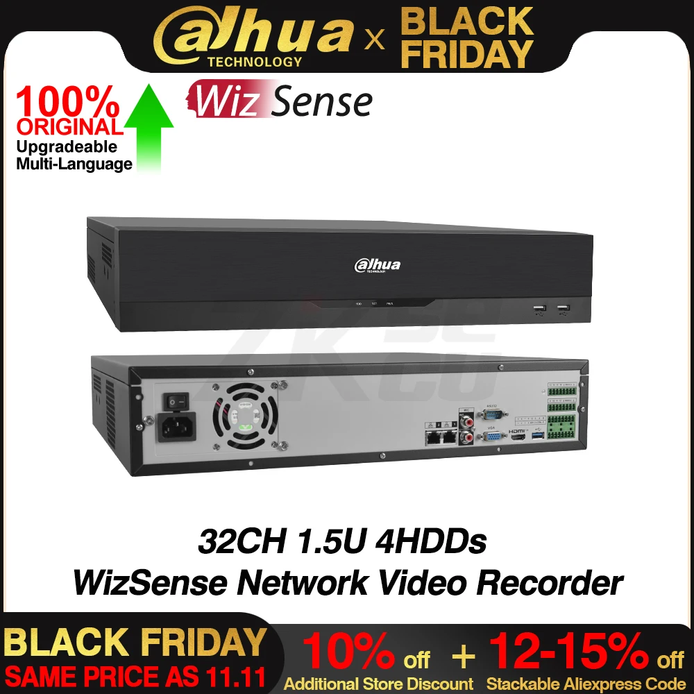 Dahua NVR4832-EI 32CH 2U 8HDDs WizSense Network Video Recorder 16MP AI By NVR SMD Plus Face Detect Recognition Audio Alarm I/O