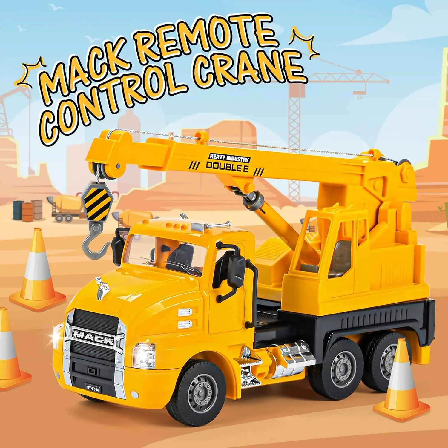 

DOUBLE E Mack RC Dump Truck Toy for Kids, Remote Control Trucks, Remote Control Construction Toys with Lights