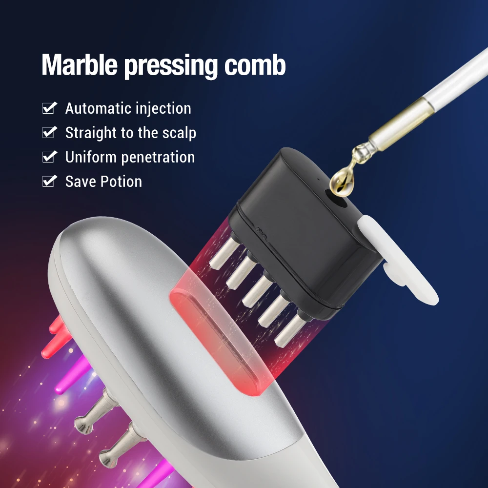 EMS Electric Massage Comb Anti Hair Loss Infrared Hair Growth Comb Scalp Massager Red Blue Light Treatment Head Scalp Brush
