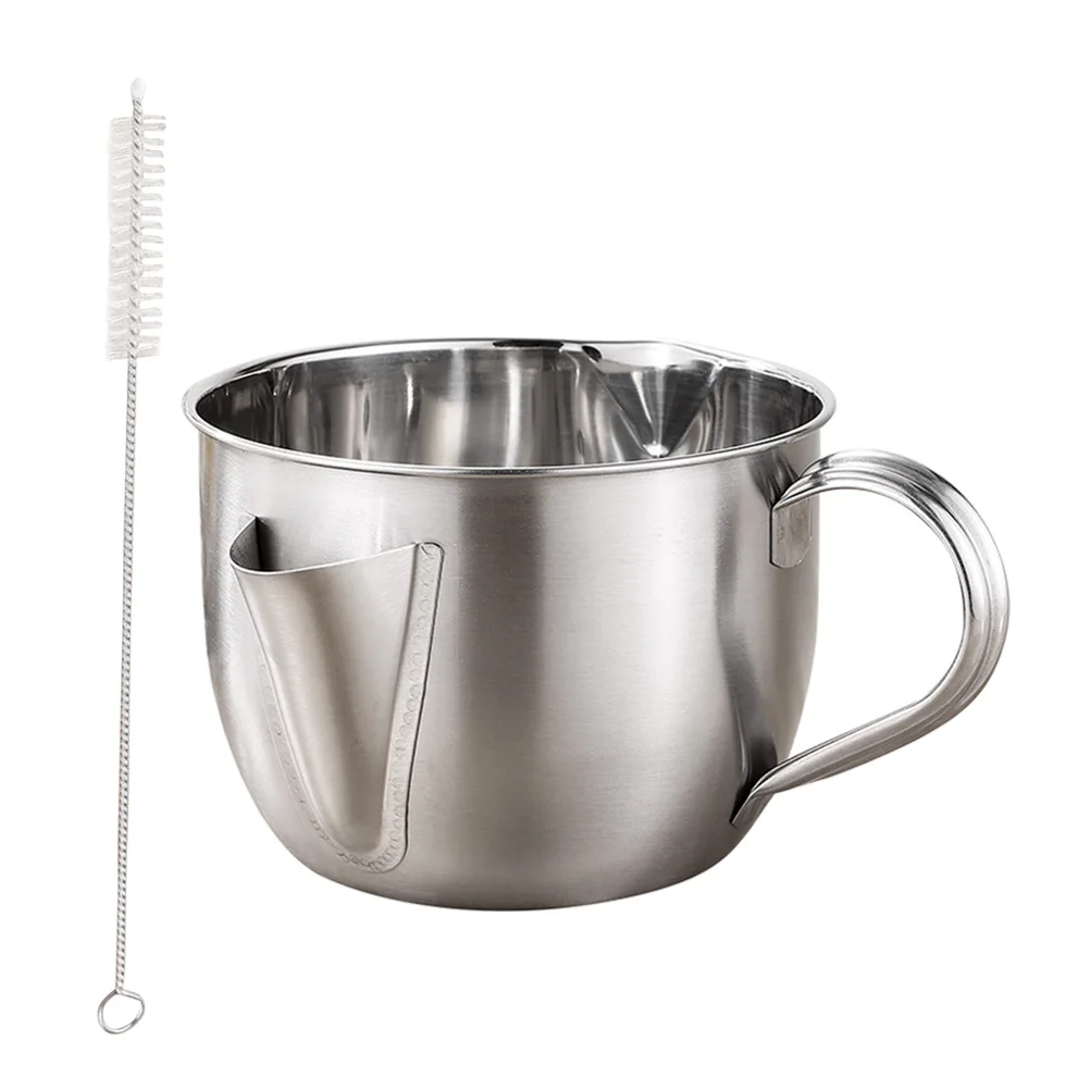 

Stainless Steel Grease Separating Bowl Oil Soup Strainer Large Capacity Sauce Container Filter Jug Kitchen Tool Metal Separator
