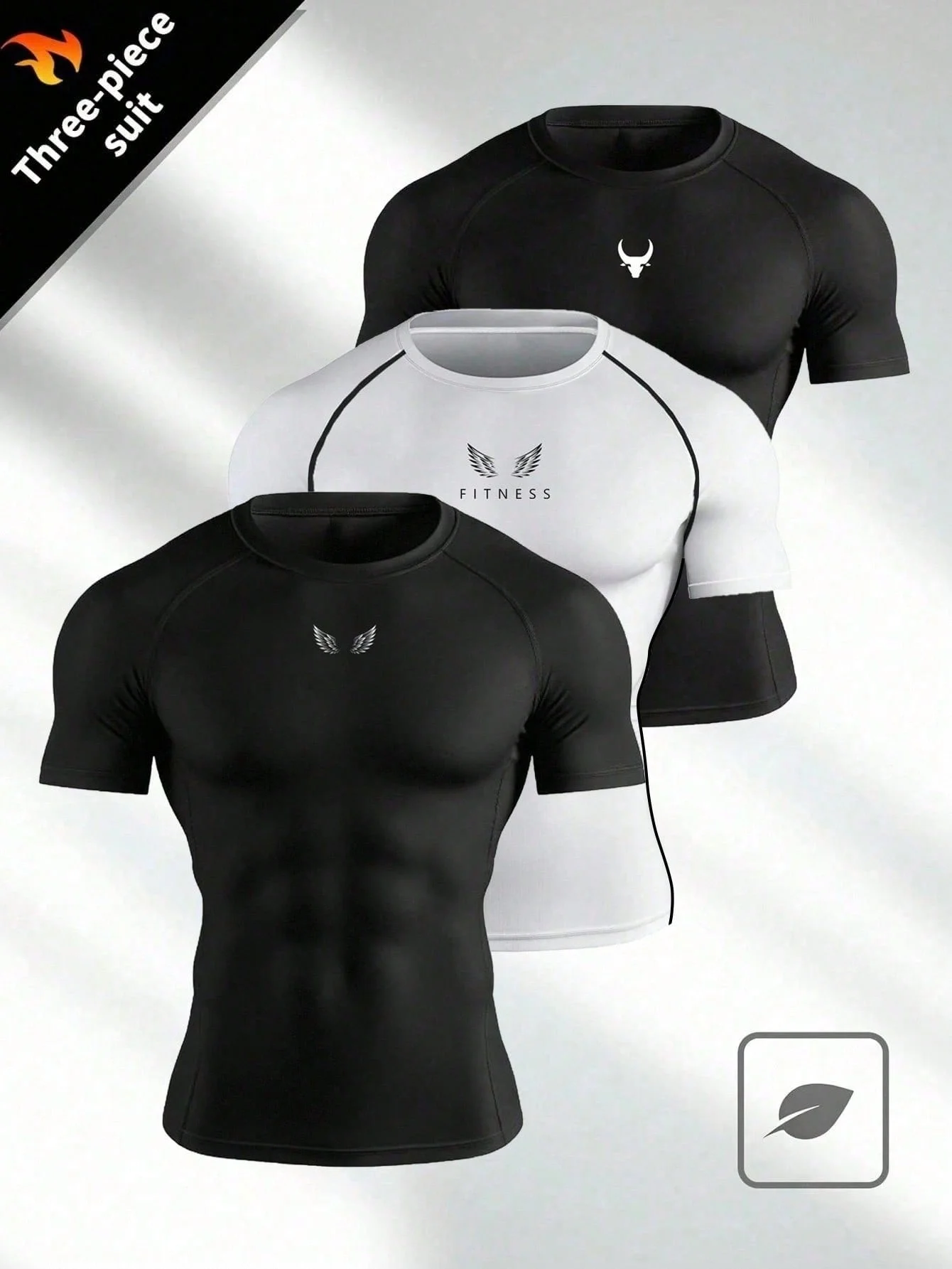 

Men's 3Pcs Compression T-Shirt Quick Dry Breathable Short Sleeve Spring Summer Gym Running Workout Fitness Sportswear