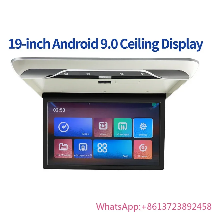

19 Inch 4K Multimedia Video Player Car Monitor Android 1080P Ceiling TV Roof Mount Display Support FM/WIFI/HDMI/USB/TF