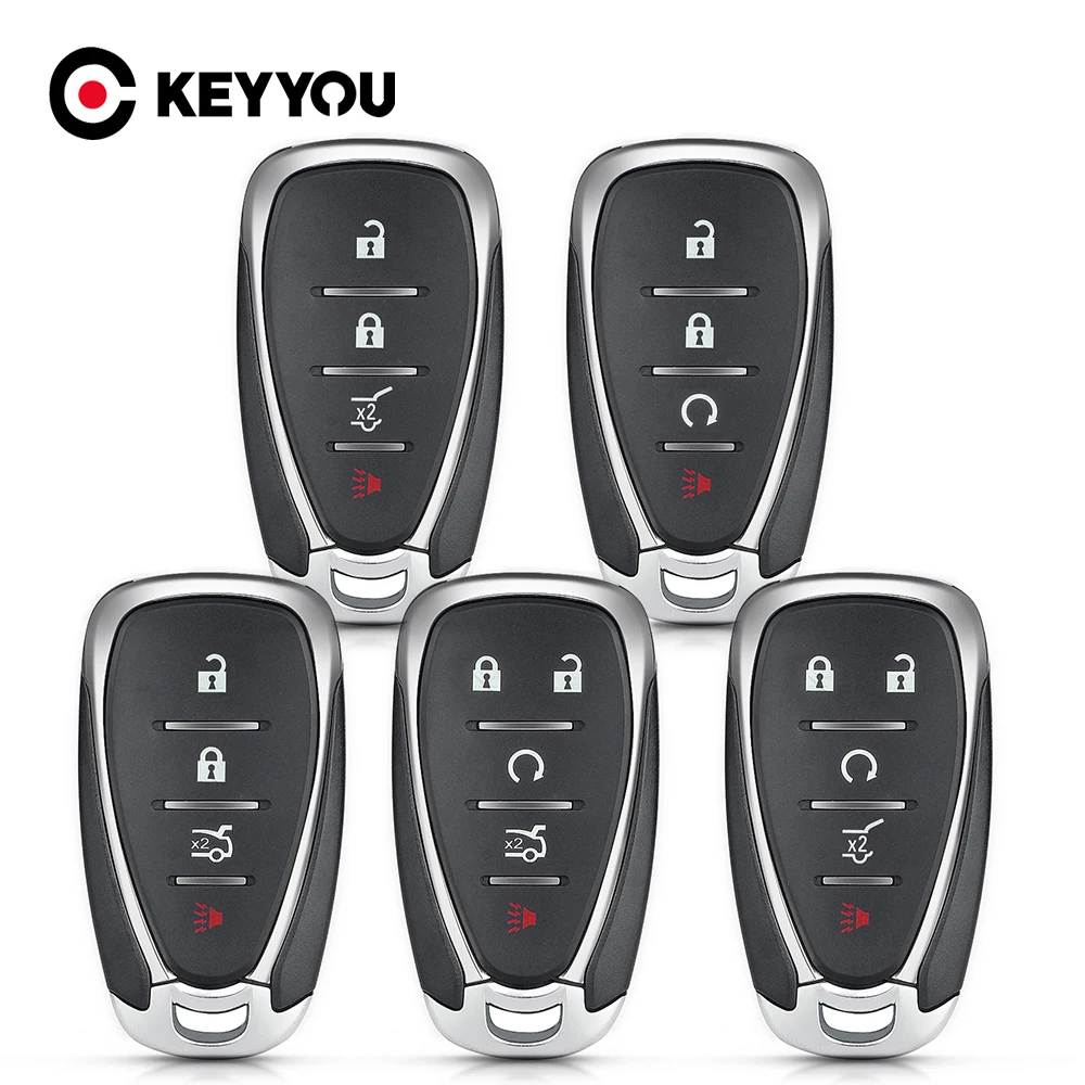 

KEYYOU 10pcs Smart Remote Car Key Shell for Chevrolet Cruze Malibu Camaro 2/3/4/5 Buttons Keys Fob Body Housing