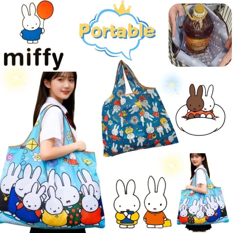 

Miffy New Creative Cartoon Series Tote Bag, Waterproof, Foldable, Large Capacity, Small and Convenient, Eco-friendly Storage Bag
