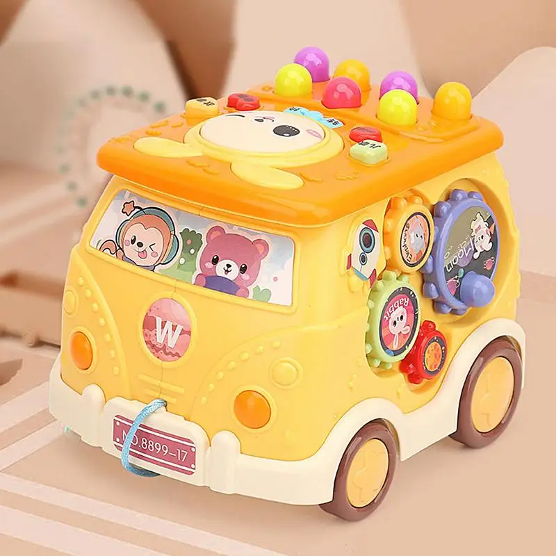 Toddler Bus Toys Bus Toy Board Game Cartoon Bus Educational Toys With Light & Music For Boys Girls Kid Over 1