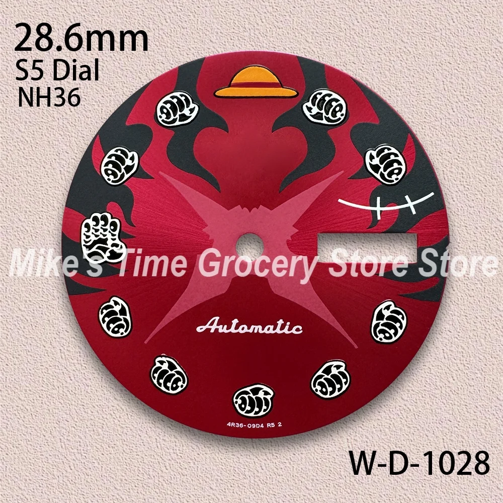 

28.6mm S 5 Logo Dial Suitable for NH36/4R36/NH36A Movement Straw Hat Dual Calendar Watch Modification Accessories