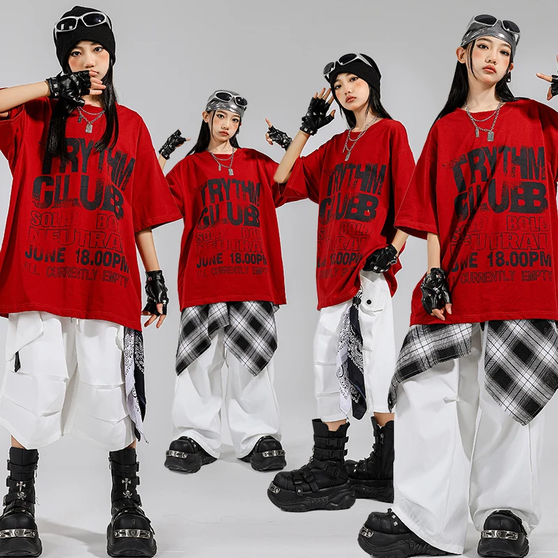 Ragazzi Hip Hop T-shirt allentata Pantaloncini mimetici Street Dance Ragazze K-pop Cargo Jogging Costume jazz Abbigliamento per bambini Set Kid Streetwear