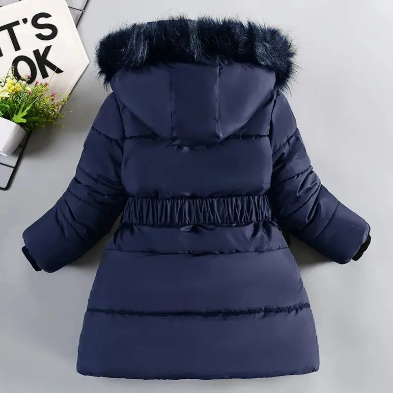 New Winter Jacket Girls Parkas Green Hooded Children Thicken Warm Coat Cotton Padded Clothes Snow Wear For Kids