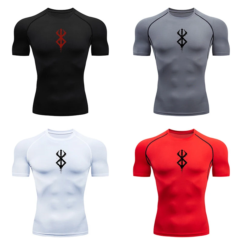 2025 Compression T Shirt Men Summer Sportswear Running T-shirt Elastic Quick Dry Sport Tops Tees Athletic Gym Workout Shirts Men