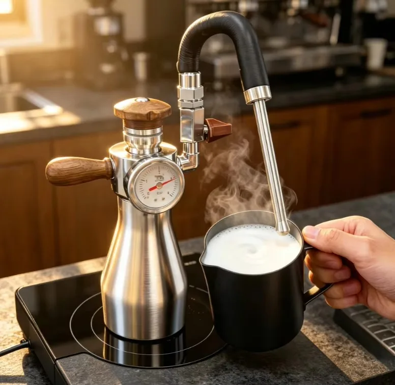 ALMKOPi Ak47 Steam Milk Frother for Home and Outdoor Use Small Coffee Frother Italian Latte Art Tool