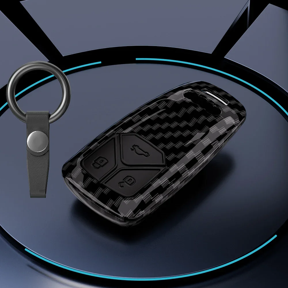 ألياف الكربون ABS ماتي غطاء مفتاح السيارة قذيفة لأودي A6 A5 Q7 S4 S5 A4 B9 Q7 A4L 4m TT TTS RS 8S 2016 2017 2018 اكسسوارات