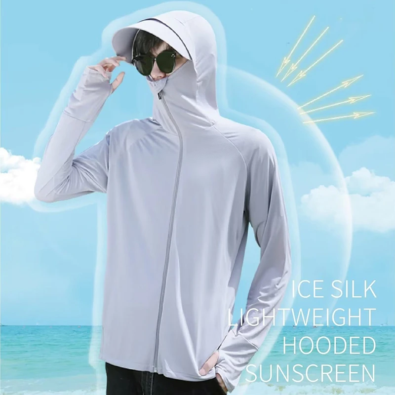 Unisex Summer New UPF 50+ UV Sun Protection Hoodie Jacket Men Women Lightweight Hiking Outdoor Long Sleeve Sun Shirt Coat