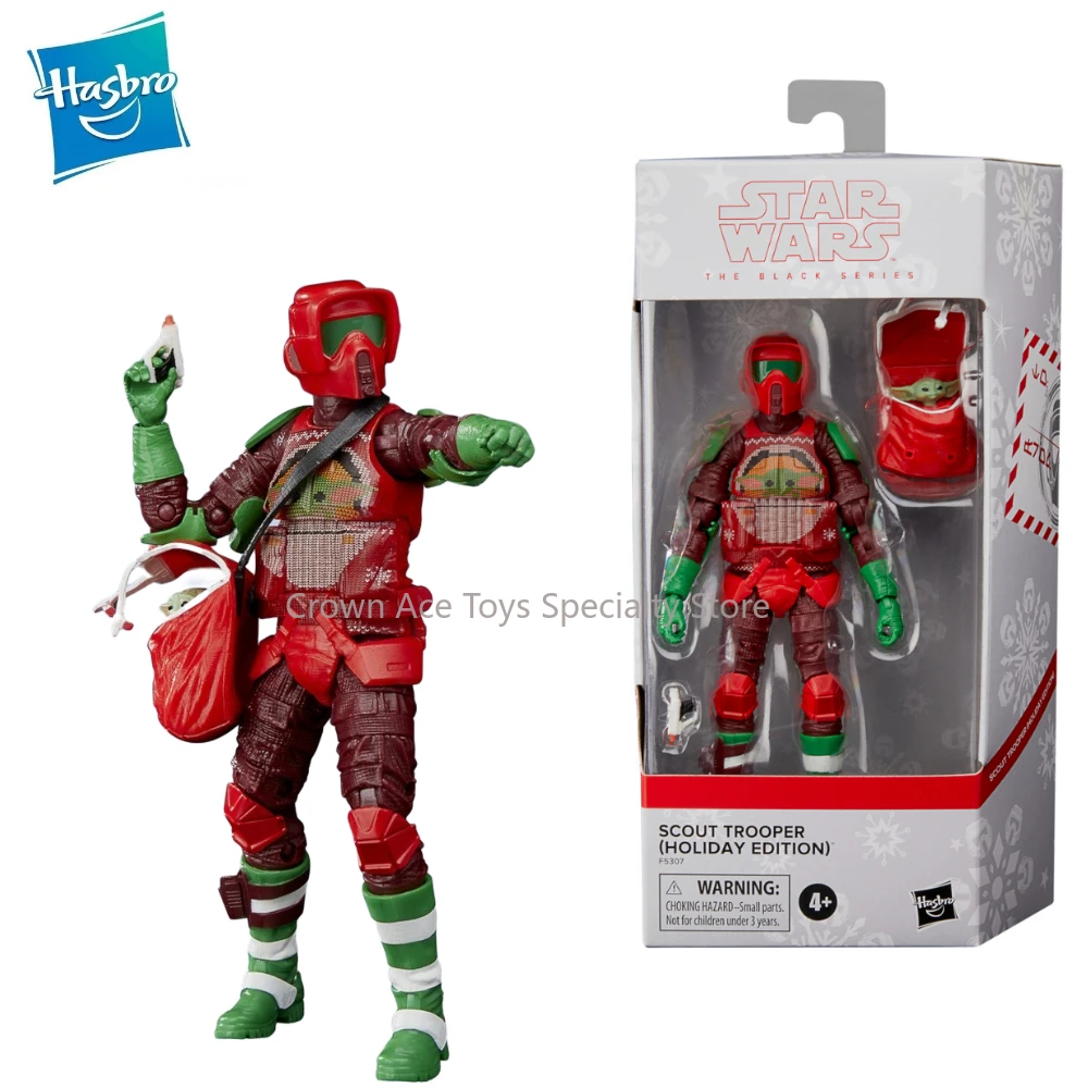 

Star Wars The Black Series 6-Inch Scout Trooper Holiday Edition and Grogu in Holiday-Themed Bag Multicolored Action Figure Gifts