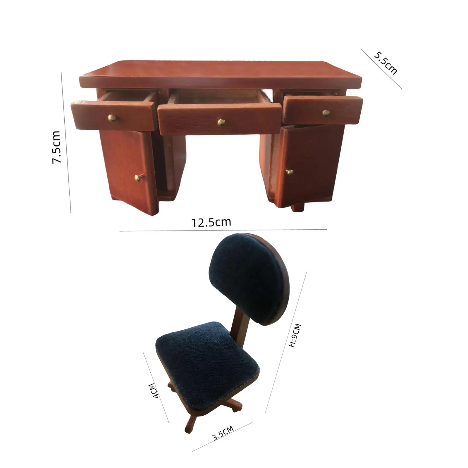 Scrivania e sedia per computer per casa delle bambole Mobili per la casa in miniatura in scala 1:12, modello fai-da-te, accessori per casa delle bambole in legno per oggetti di scena fotografici