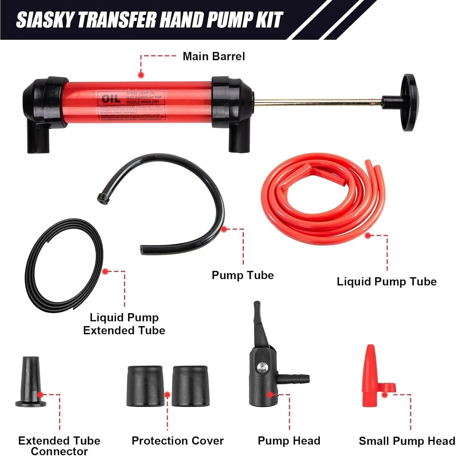 Multi-Purpose Siphon Transfer Pump Kit with Dipstick Tube | Fluid Fuel Extractor Suction Tool for Oil Gasoline Water Liquids