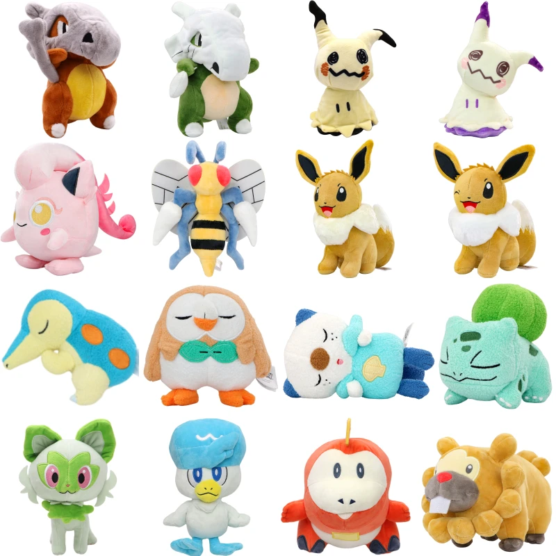 Pokemon Cubone Mimikyu Beedrill Scream Tail Plush Toys Cute Sleeping Oshawott Bulbasaur Bidoof  Stuffed Peluche Dolls Gift Kids