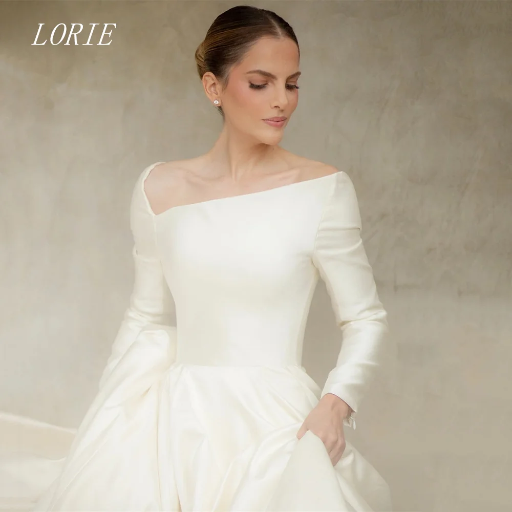 

LORIE Luxury A Line Wedding Dress Asymmetrical Collar Bridal Dresses Elegant Waist Cinching Wedding Gown Customized 2026
