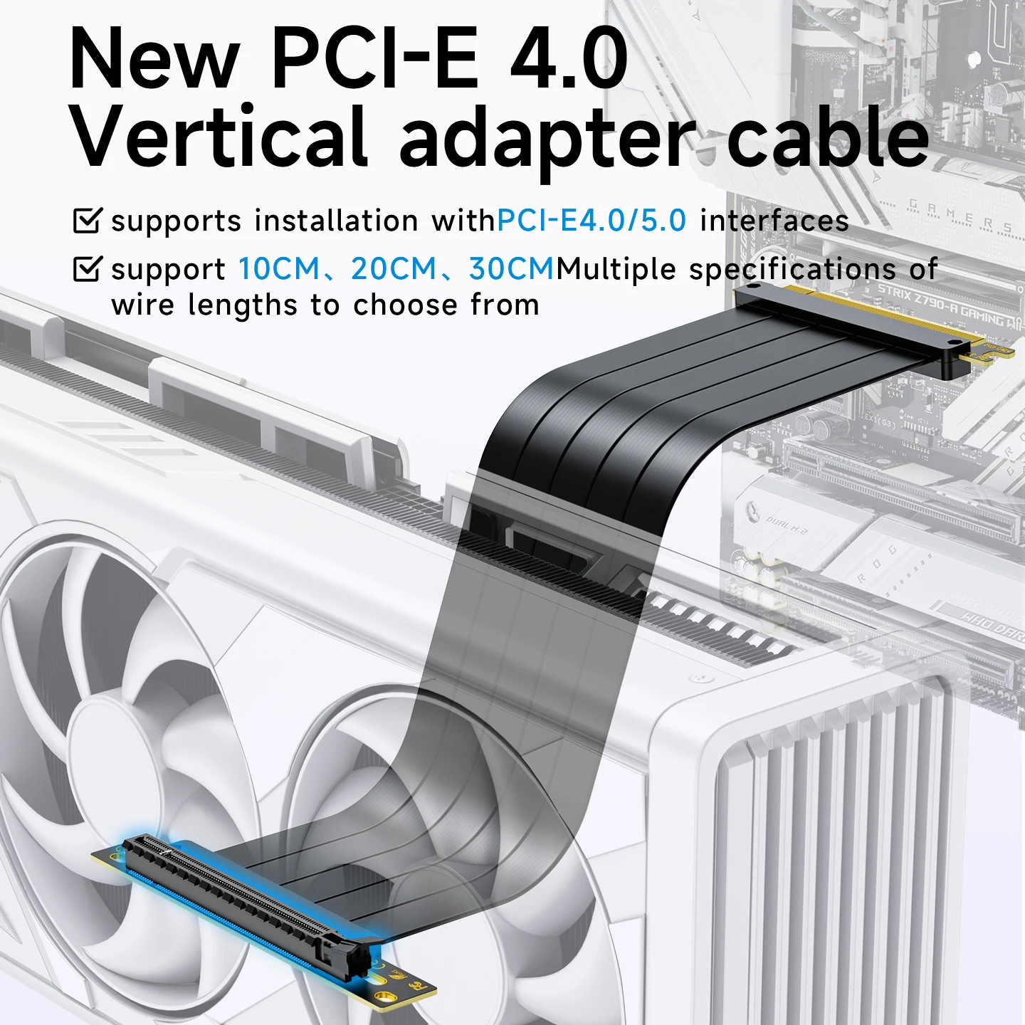 Auiu PCIE 3.0/4.0 graphics card extension cable adapter for vertical or upright installation
