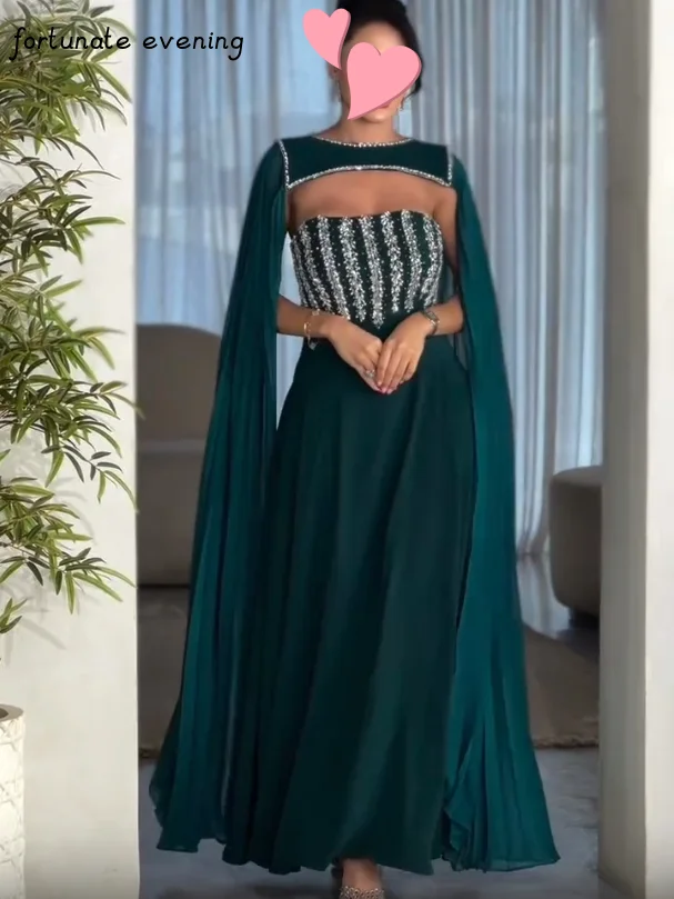 Fortunate Evening Elegant Vintage Sweet Sexy Green Crystal Beading Ruffle Formal Occasion Prom Dress Evening Party Gowns