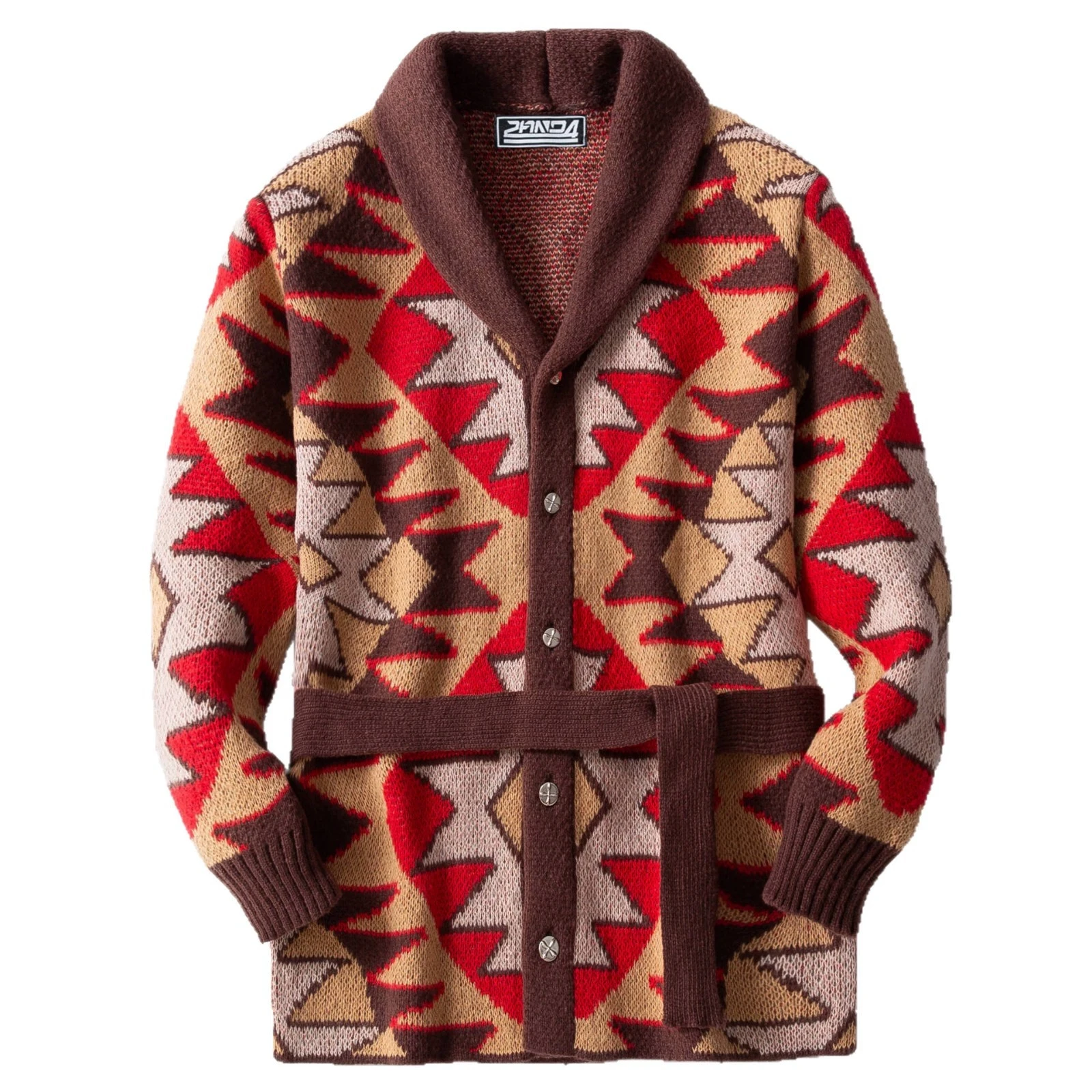 

Men's Elegant Fashion Retro Heavy duty Jacquard Knitted Sweater with Strap Up, Medium Length, Thickened Sweater Coat