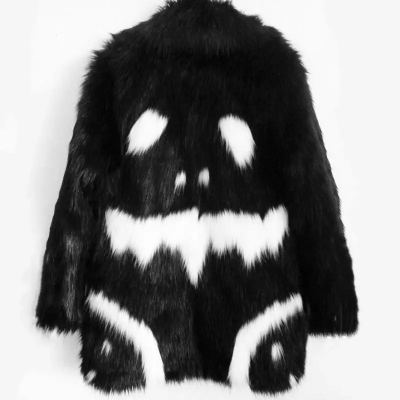 Men\'s Winter Faux Fur Jacket Black Gown White Devil Style New Long Windbreaker Fox Thick Warm Parka Man Leather Fur Coat