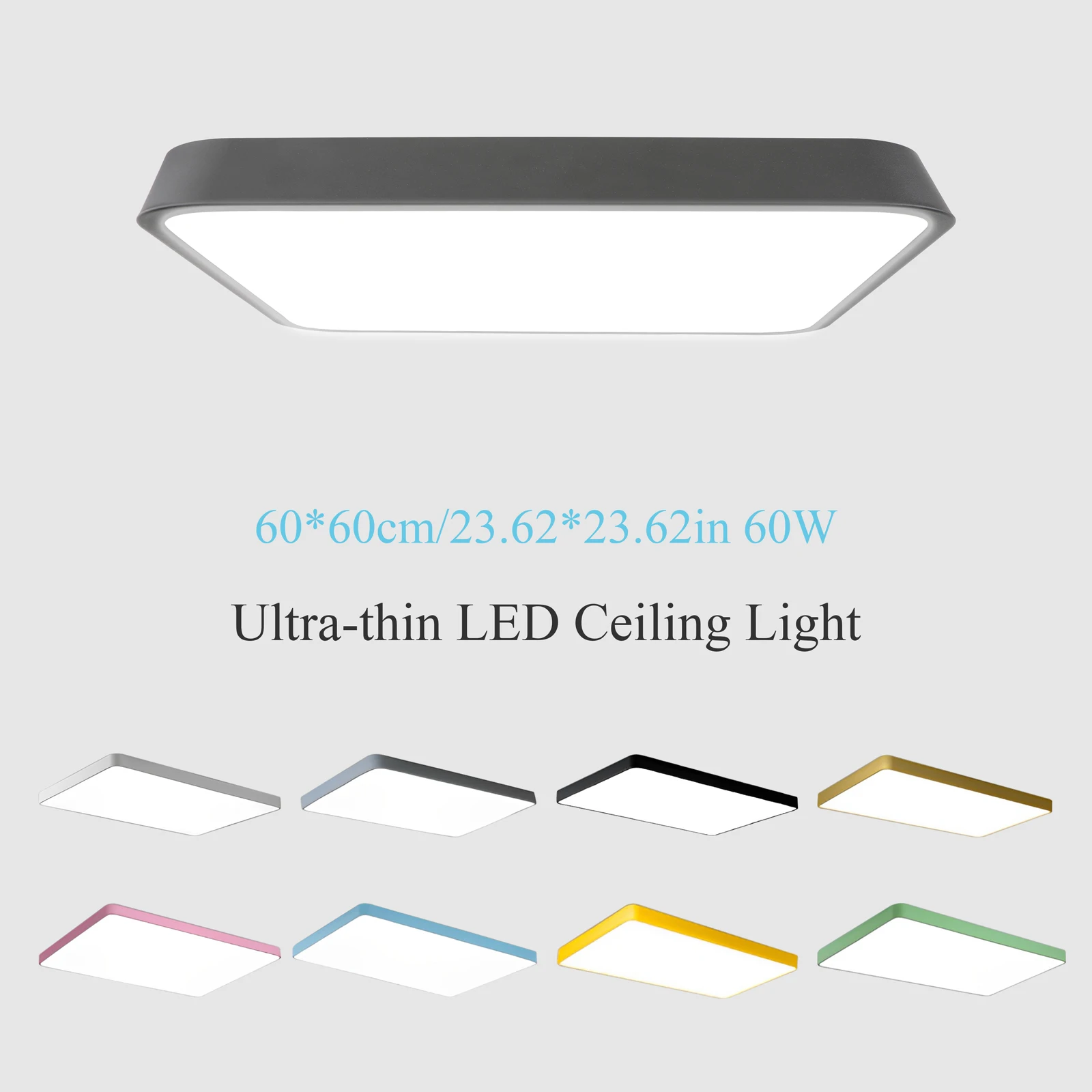 

Ultra-thin LED Ceiling Light 60W Modern Square Macaron Ceiling Lamp Indoor Bedroom Living Room Lighting Fixture Surface Mount