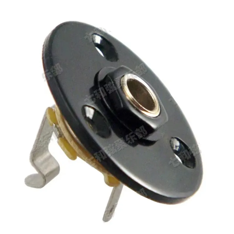 2 Pcs Black Round Jack Plate Guitar Jack 1/4" Guitar Pickup Output Input Jack Plug Socket 6.35 Electric Bass Guitar Accessories