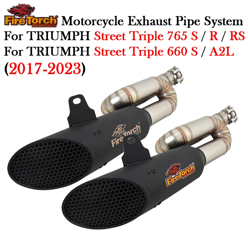 Motorcycle Exhausr Muffler Escape Moto Catalyst Mid Link Pipe For TRIUMPH Street Triple 765 660 S R RS A2L 2017 - 2021 2022 2023