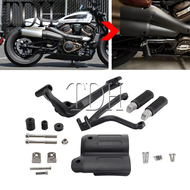 For Harley Sportster S 1250 Motorcycle Passenger Footpeg Support Kit RH1250 RH 1250 S Foot Peg Pedal Footrest Exhaust Pipe Cover