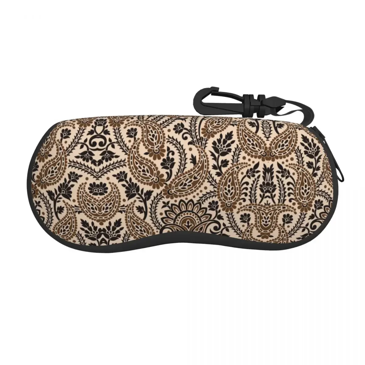 Brown Paisley Floral Texture Sunglasses Case Neoprene Zipper Boho Flowers Style Shell Eyeglass Case Protective Box For Glasses