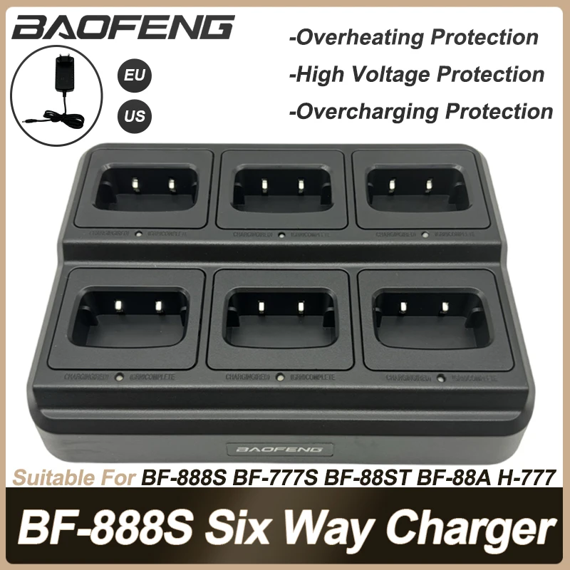 

BF-888S Six Way Charger BAOFENG Walkie Talkie&Battery Multi Unit Chargers Base Suitable For BF-888S BF-777S BF-88ST BF-88A H-777