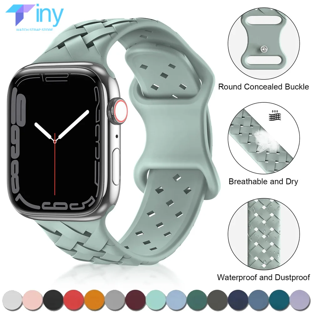 Soft Silicone Bands For Apple Watch Band 41mm 42mm 44mm 45mm 46mm 49mm Strap Breathable Wristbands iWatch Ultra/2 Series 10 9 8