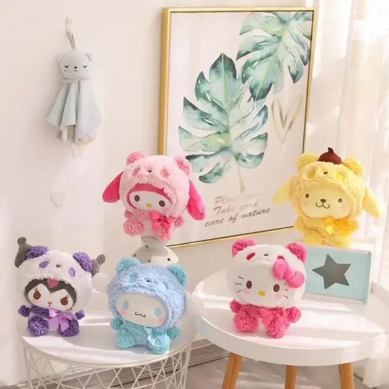 Sanrio อะนิเมะ Hello Kitty ของเล่นตุ๊กตา Kuromi My Melody Cinnamoroll ผ้านุ่มตุ๊กตา Kawaii ตุ๊กตาตกแต่งเด็กของขวัญวันเกิด